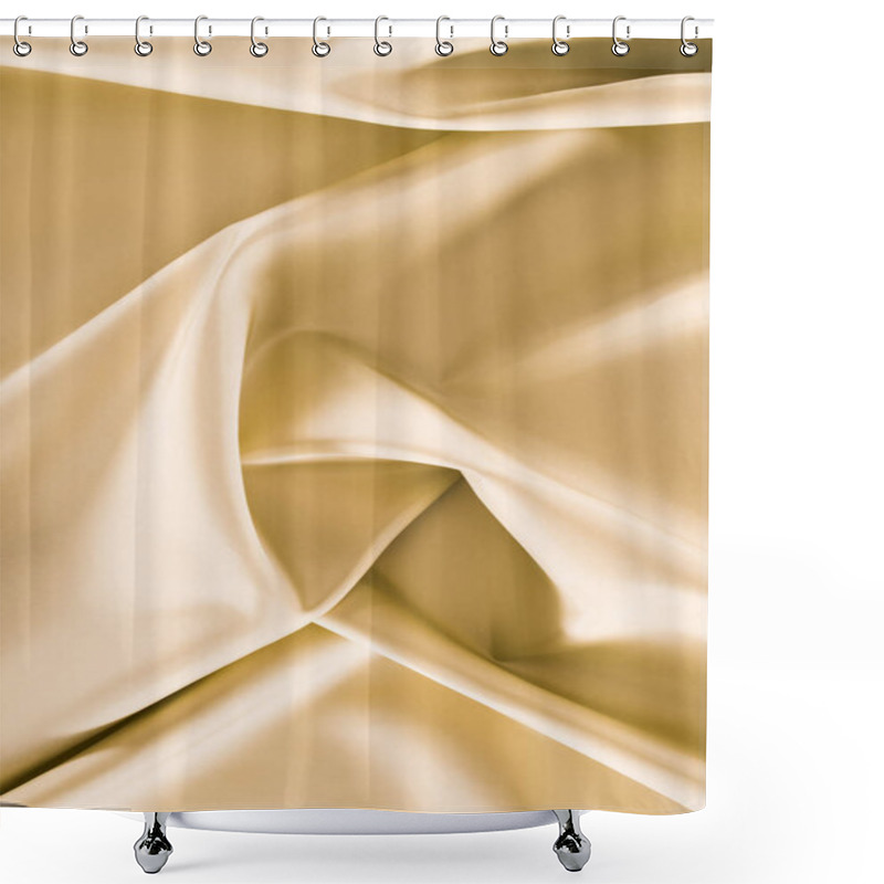 Personality  Beige Crumpled Shiny Silk Fabric Background Shower Curtains