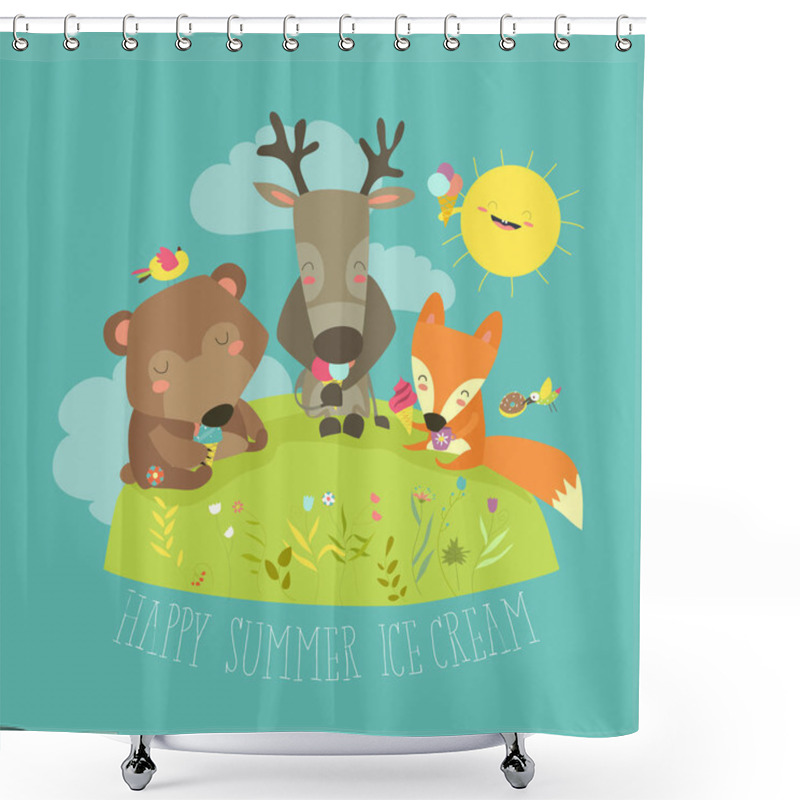 Personality  Animals Eating Ice Cream Shower Curtains