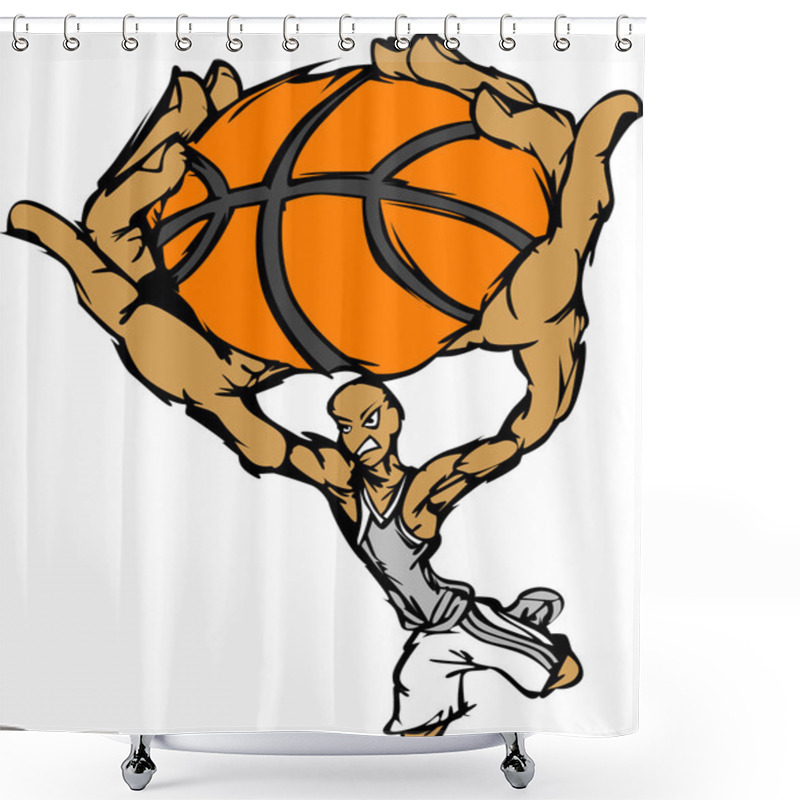 Personality  Basketball Player Cartoon Dunking Basketball Vector Illustration Shower Curtains