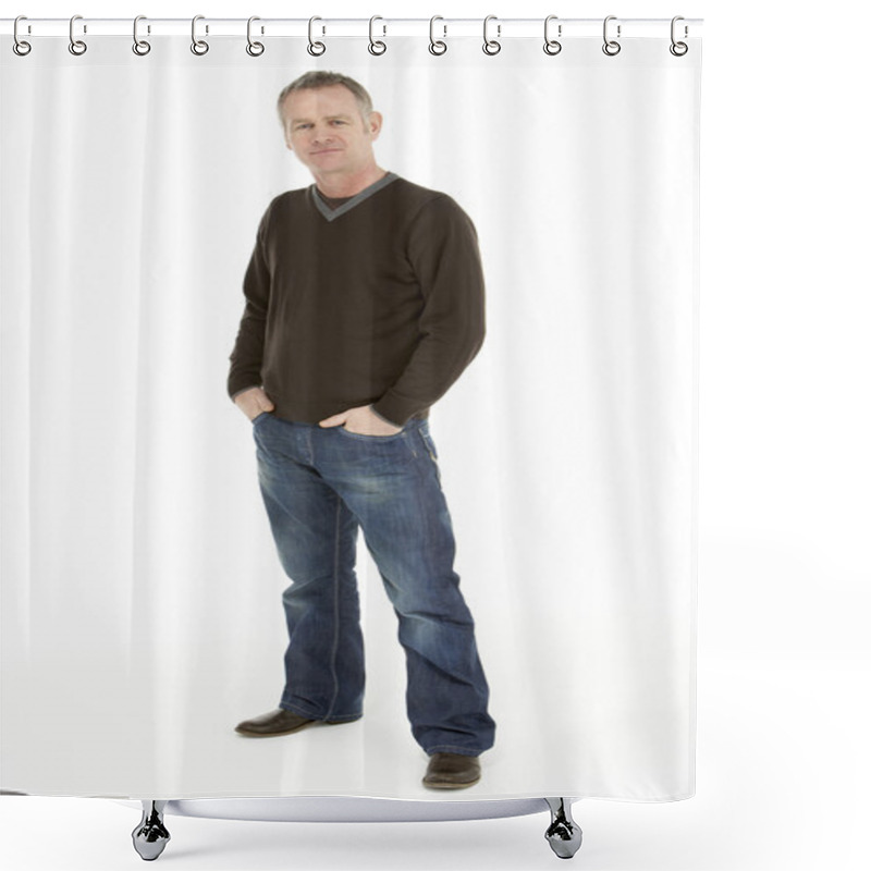 Personality  Portrait Of Middle Aged Man Shower Curtains