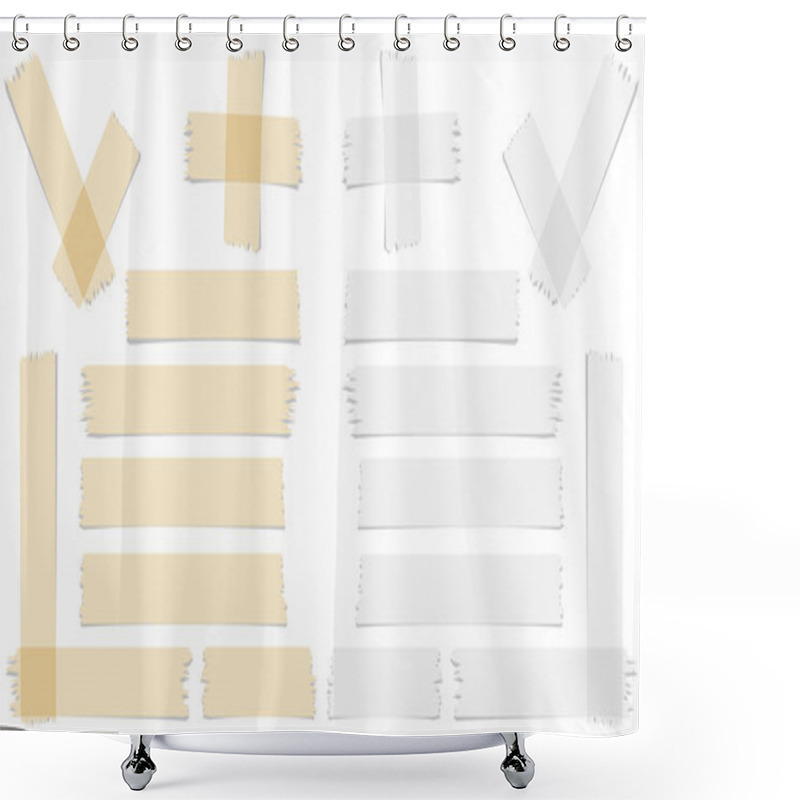 Personality  Set Of Accept Or Yes, Cross And Different Size Adhesive Tape Pieces On White Background Shower Curtains