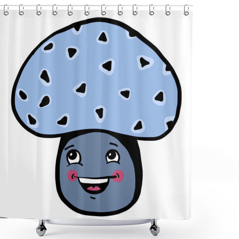 Personality  Happy Blue Mushroom,illustration,vector On White Background Shower Curtains