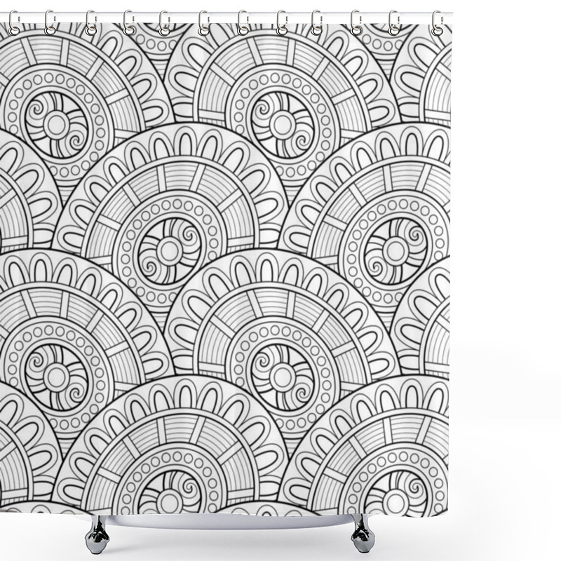 Personality  Monochrome Seamless Pattern With Scale Motifs Shower Curtains