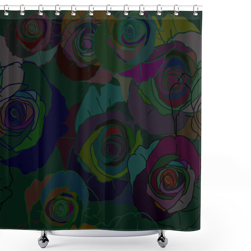 Personality  Seamless Texture Pattern Dark Roses Shower Curtains