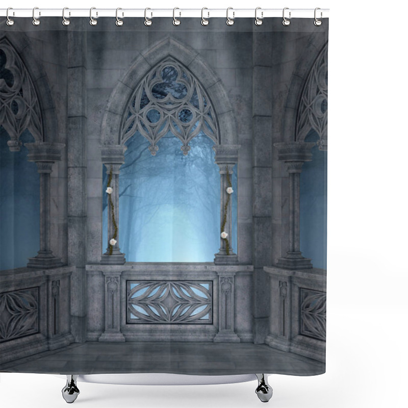 Personality  Romantic Terrace Background  3D Illustration Shower Curtains