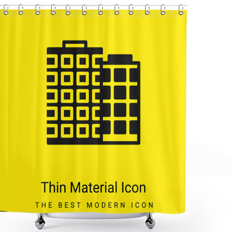 Personality  Apartment Minimal Bright Yellow Material Icon Shower Curtains