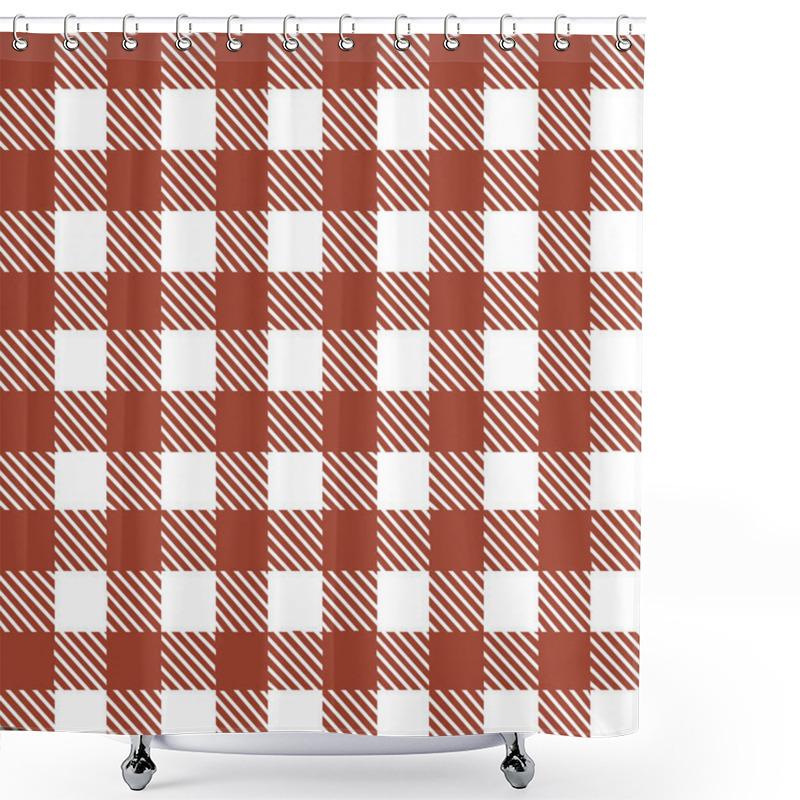 Personality  Seamless Pattern With Red White Stripes And Squares Shower Curtains