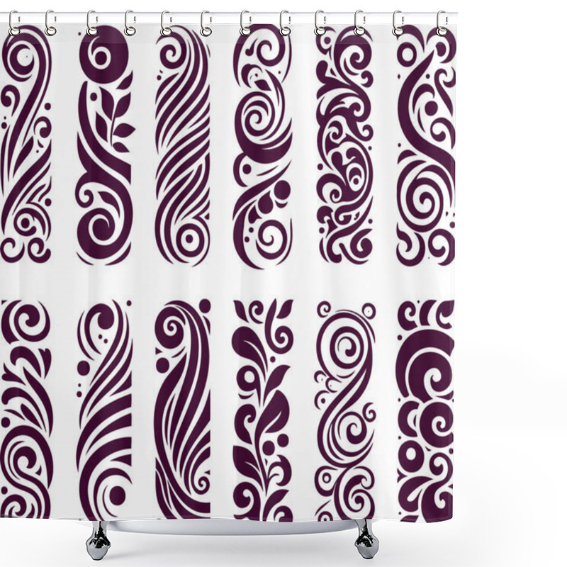 Personality  Ornamental Floral And Swirl Pattern Design In Vector Art Style Shower Curtains