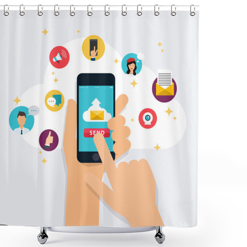 Personality  Set Of Social Media Icons Shower Curtains