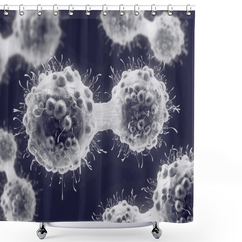 Personality  3d Illustration Of A Cancer Cell In The Process Of Mitosis Shower Curtains