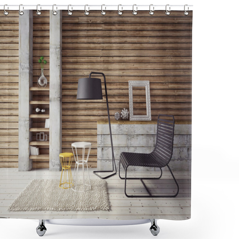 Personality  3d Living Room  Interior Shower Curtains