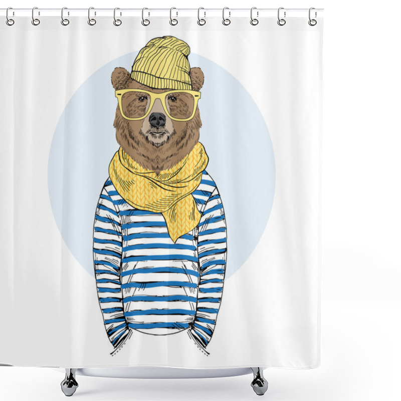 Personality  Funny Bear Dressed Up In Frock Shower Curtains