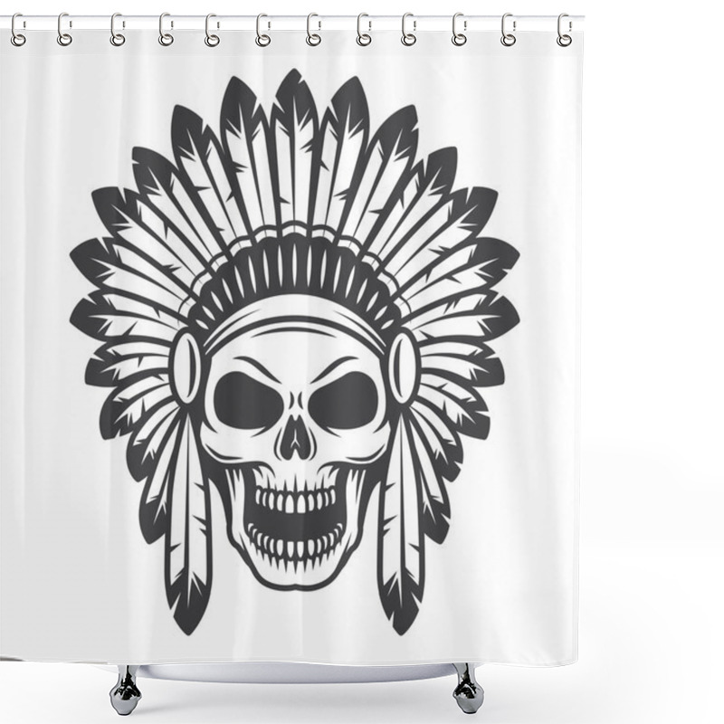 Personality  Illustration Of American Indian Skull Shower Curtains