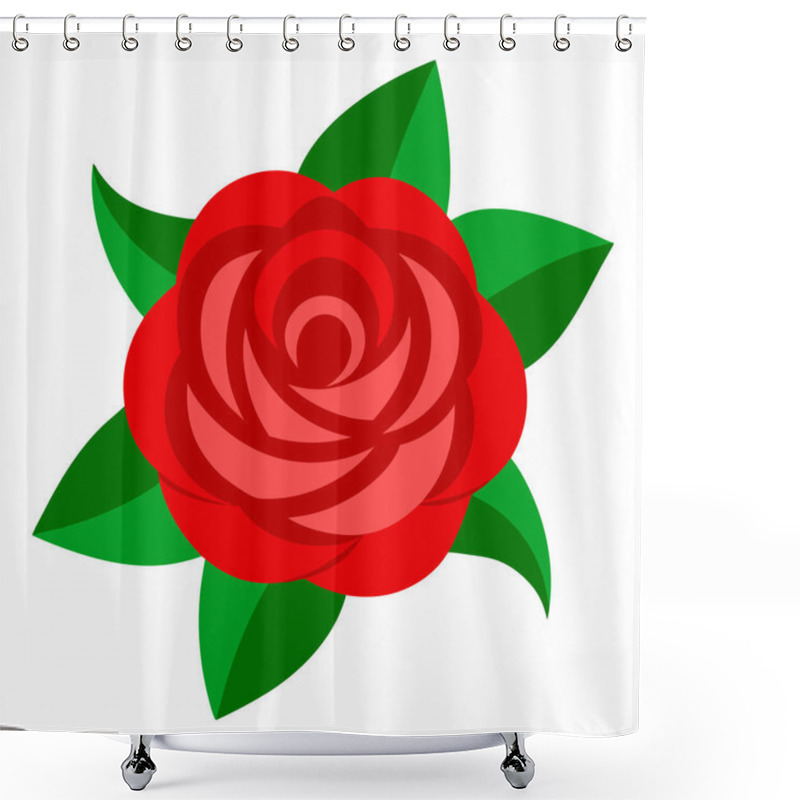 Personality  Vibrant Red Rose In Full Bloom - Floral Illustration, Rose Flower Design, Nature Artwork, Botanical Red Rose, Floral Vector Art Shower Curtains