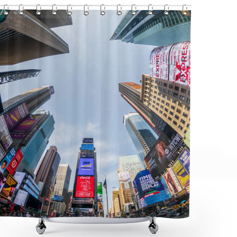 Personality  Famous Attraction Place Time Square Day Time Cityscape Shower Curtains