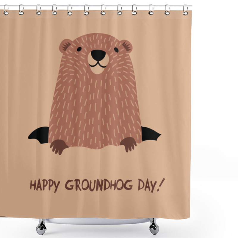 Personality  Happy Groundhog Day Design With Cute Groundhog Shower Curtains