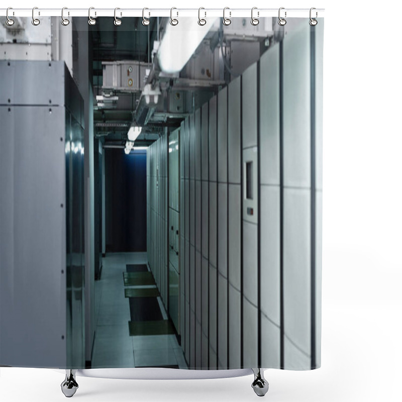 Personality  Interior Of Data Center With Closed Servers, Cyber Security Concept Shower Curtains