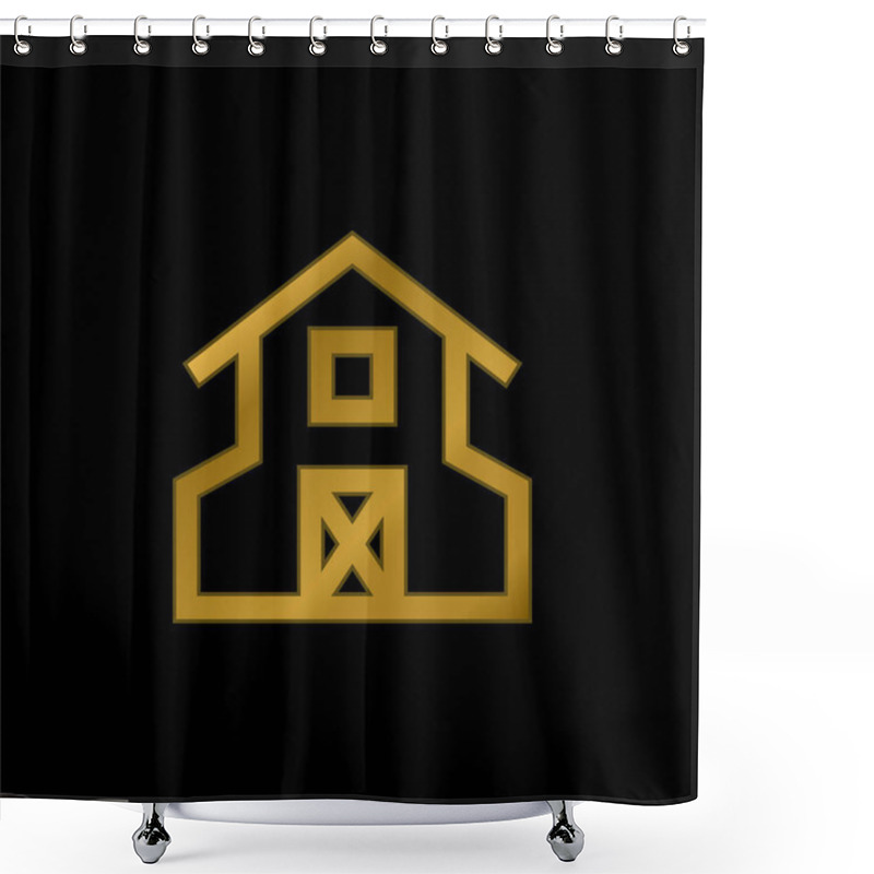 Personality  Barn Gold Plated Metalic Icon Or Logo Vector Shower Curtains