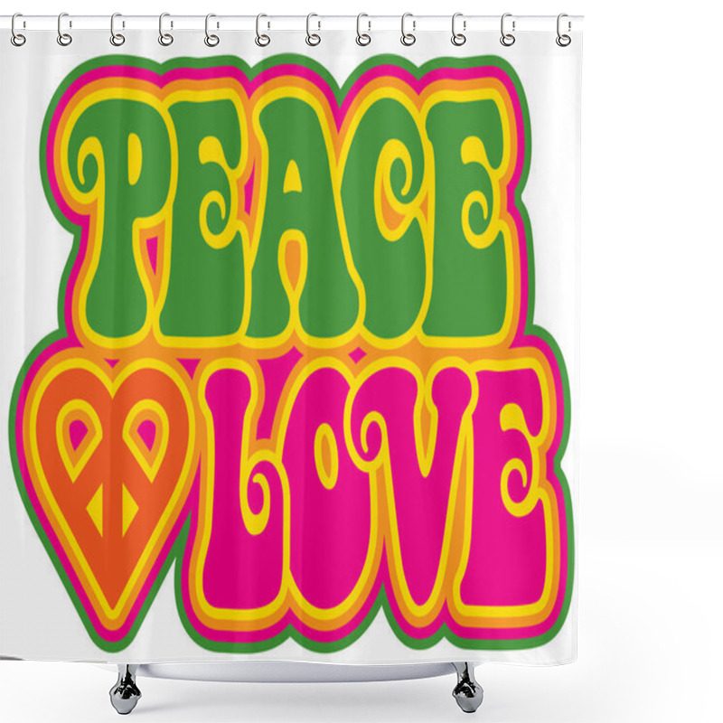 Personality  Peace And Love In Green And Pink Shower Curtains