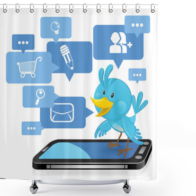 Personality  Social Networking Media Bluebird Shower Curtains