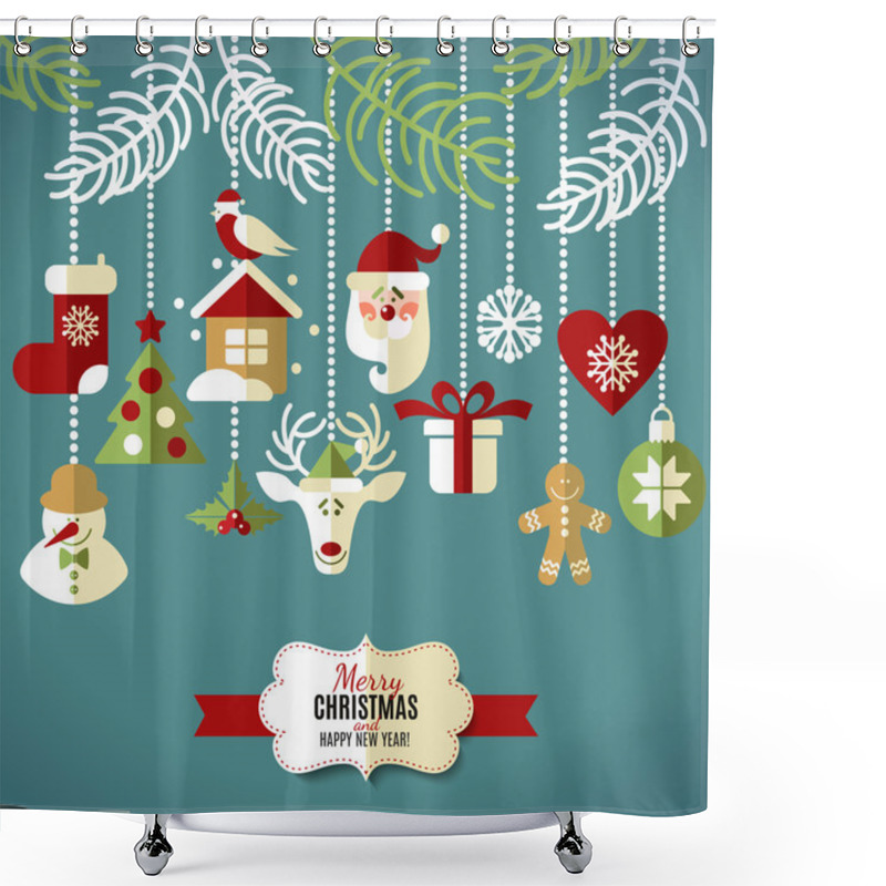 Personality  Christmas Design Icons Set. Shower Curtains