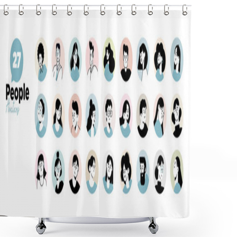 Personality  People Avatar Icons. Vector Illustration Charaters For Social Media And Networking, User Profile, Website And App Design And Development, User Profile Icons. Shower Curtains