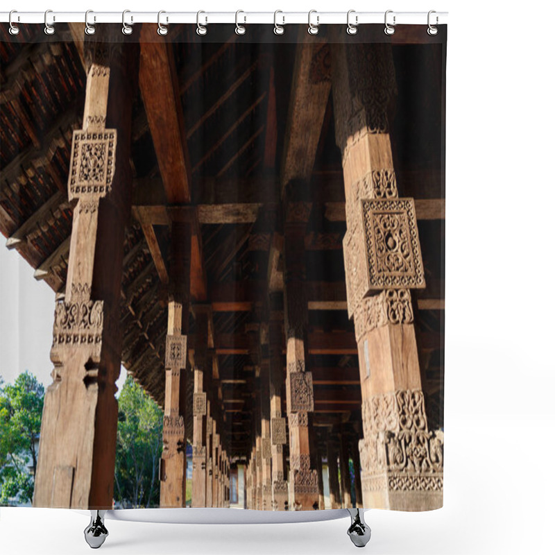 Personality  Wooden Architecture Shower Curtains