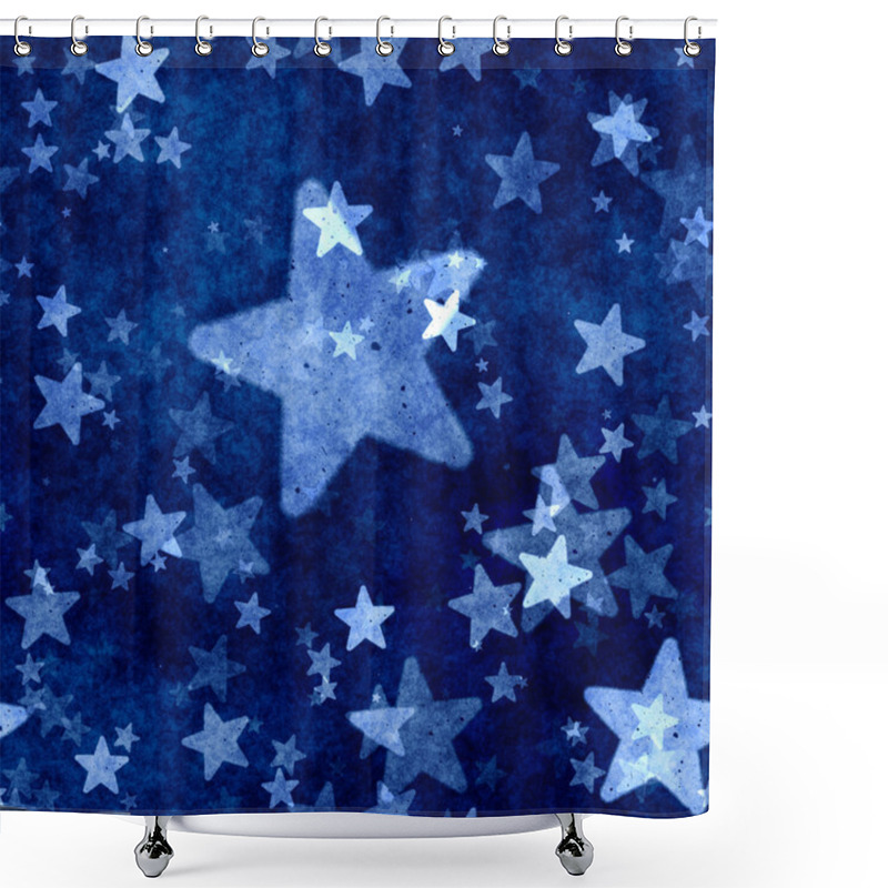 Personality  Christmas Blue Stars Background Shower Curtains