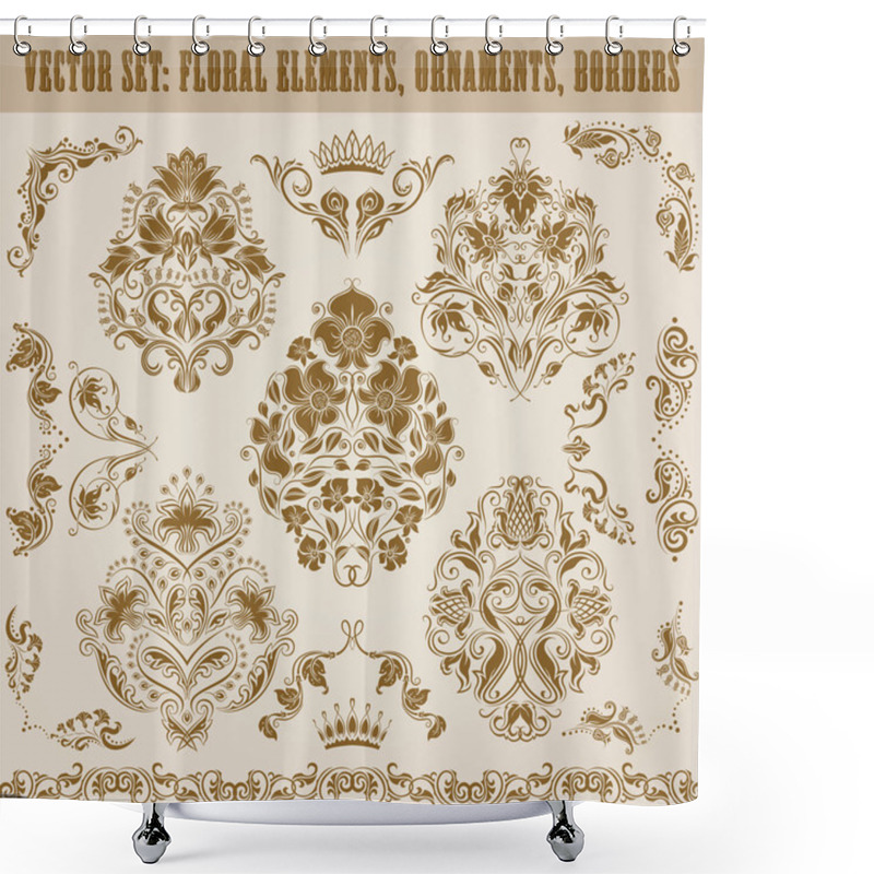 Personality  Set Of Vector Damask Ornaments. Shower Curtains