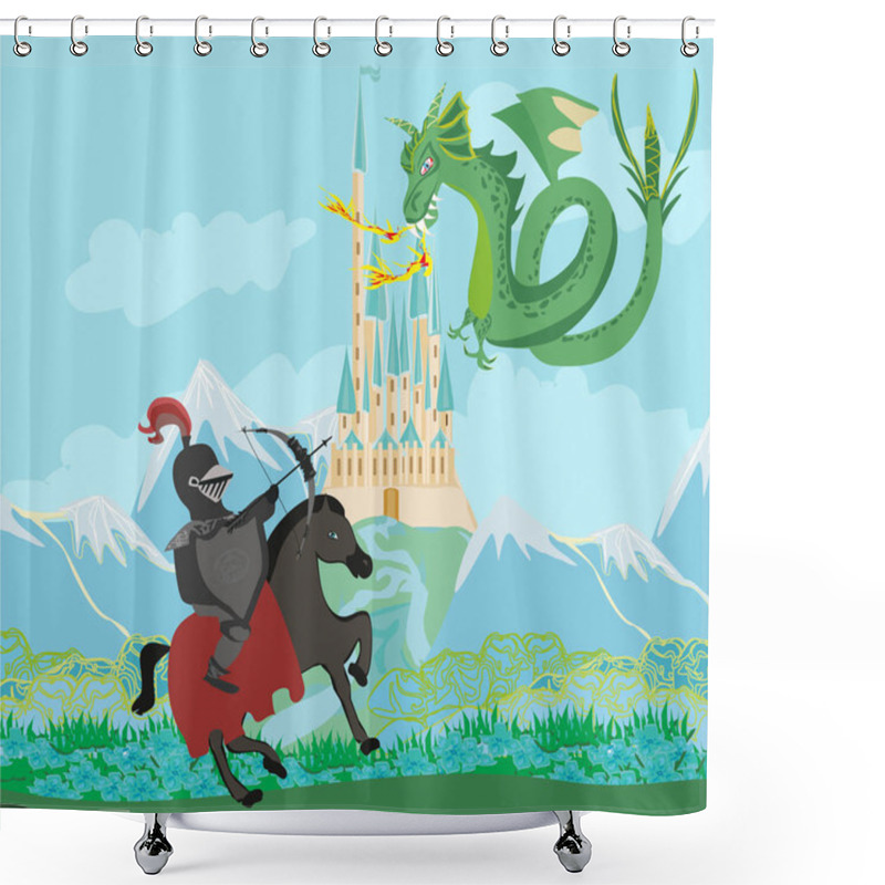 Personality  Dragon And Knight Fighting Shower Curtains