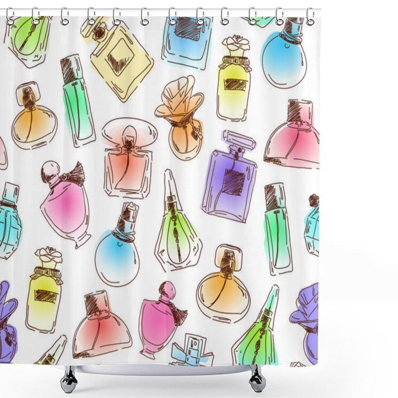 Personality  Seamless Pattern With Beautiful Perfume Bottles Shower Curtains