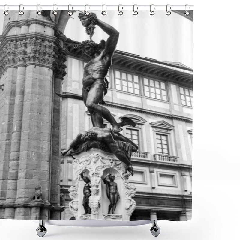 Personality  Florence, Italy - April 6, 2022: Sculptures At The Loggia Dei Lanzi, A Building On A Corner Of The Piazza Della Signoria In Florence, Italy, Adjoining The Uffizi Gallery. Shower Curtains