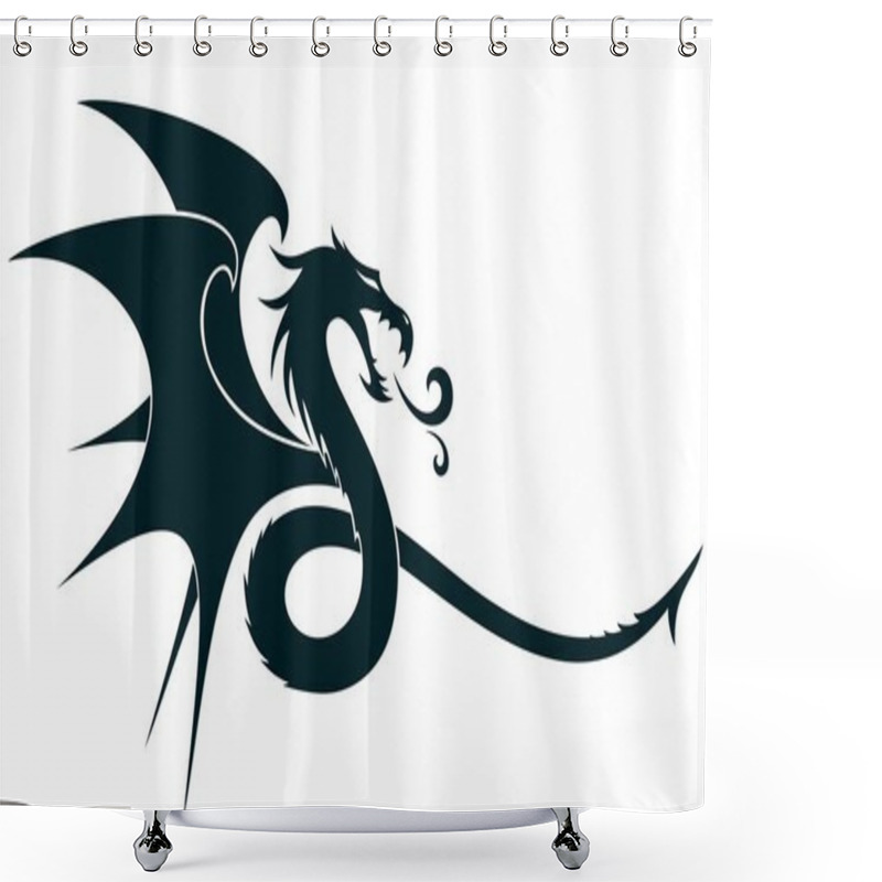 Personality  A Symbol Of The Stylized Dragon With Wings. Shower Curtains