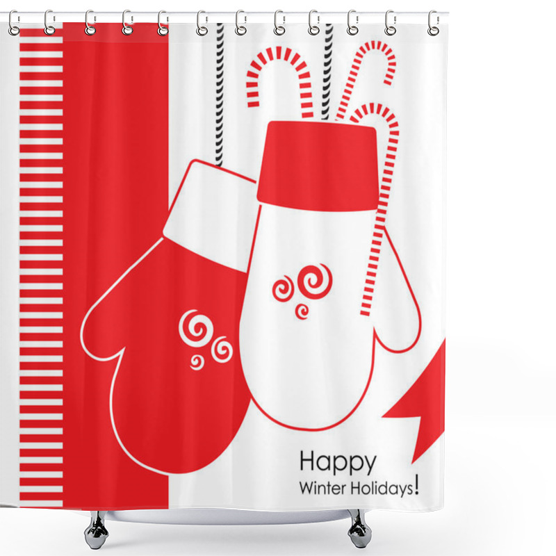 Personality  Christmass Mittens Shower Curtains