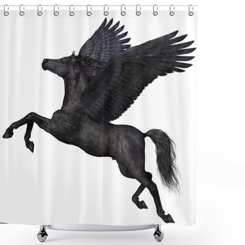 Personality  Black Pegasus Profile Shower Curtains