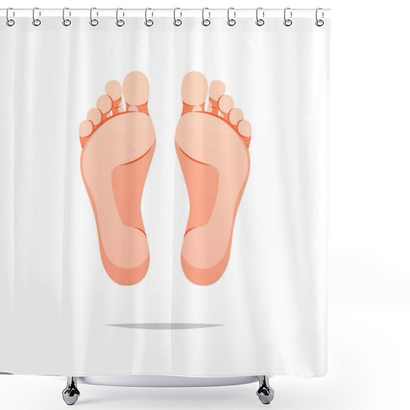 Personality  Foot Soles Illustration. Bare Feet Vector Isolated On White Background. Botom Foot Vector Shower Curtains