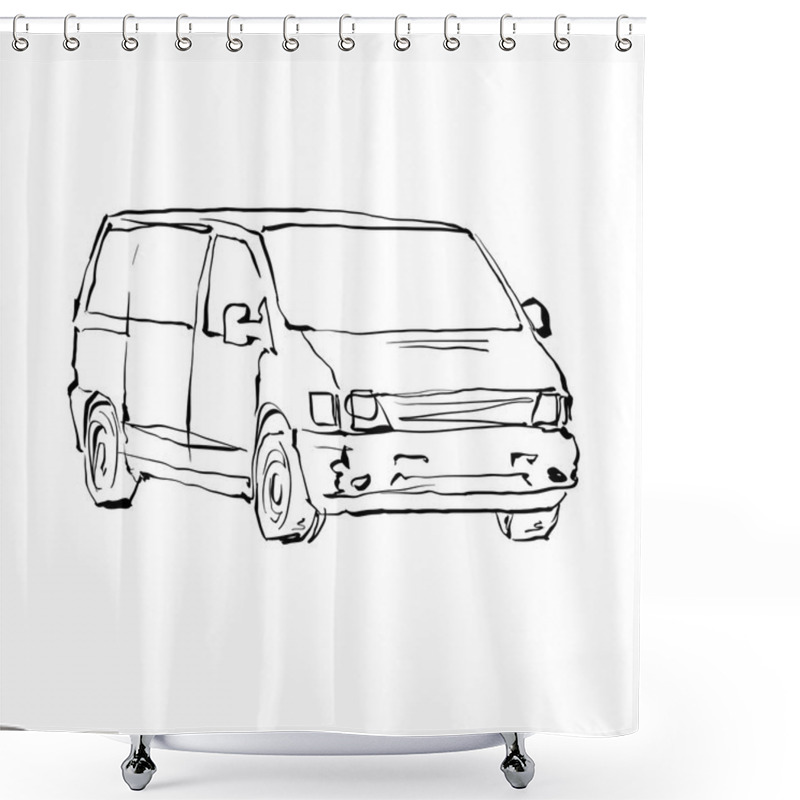 Personality  Black And White Hand Drawn Car Shower Curtains