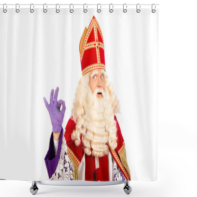 Personality  Happy Sinterklaas On White Background Shower Curtains