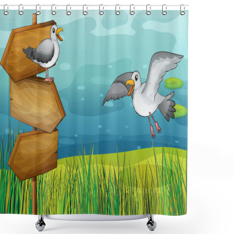 Personality  Two Chirping Birds Shower Curtains