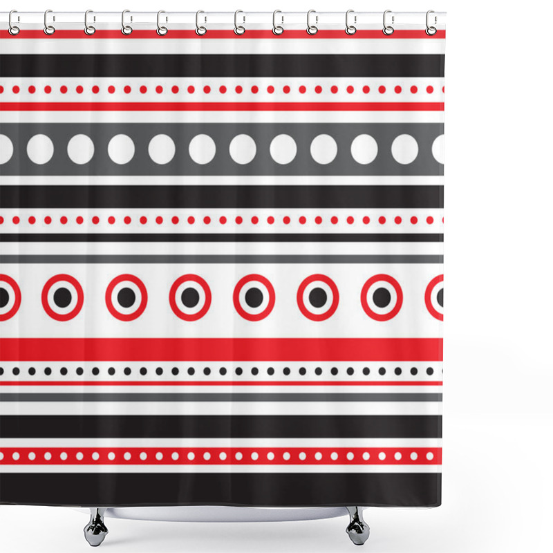 Personality  Vector Horizontal Stripes And Circles Seamless Shower Curtains