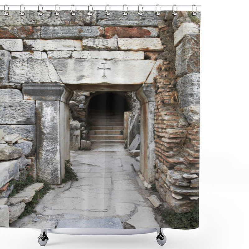 Personality  Ancient Christian Doorway. Shower Curtains