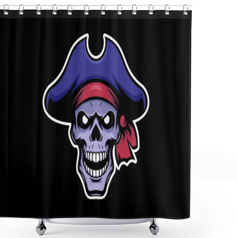 Personality  A Fierce Illustration Of An Angry Skull Wearing A Classic Pirate Hat, Featuring Intense Details And Bold Lines. Perfect For Themes Of Adventure, Rebellion, And Pirate Lore Shower Curtains