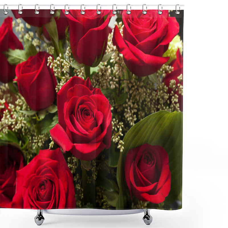 Personality  Close Up Of Red Rose Bouquet With Roses Shower Curtains