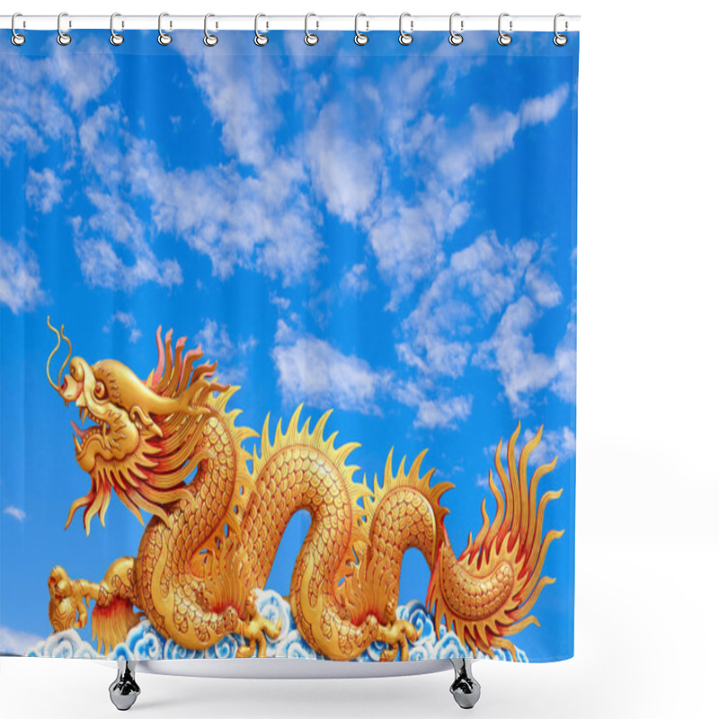 Personality  Gold Dragon Shower Curtains