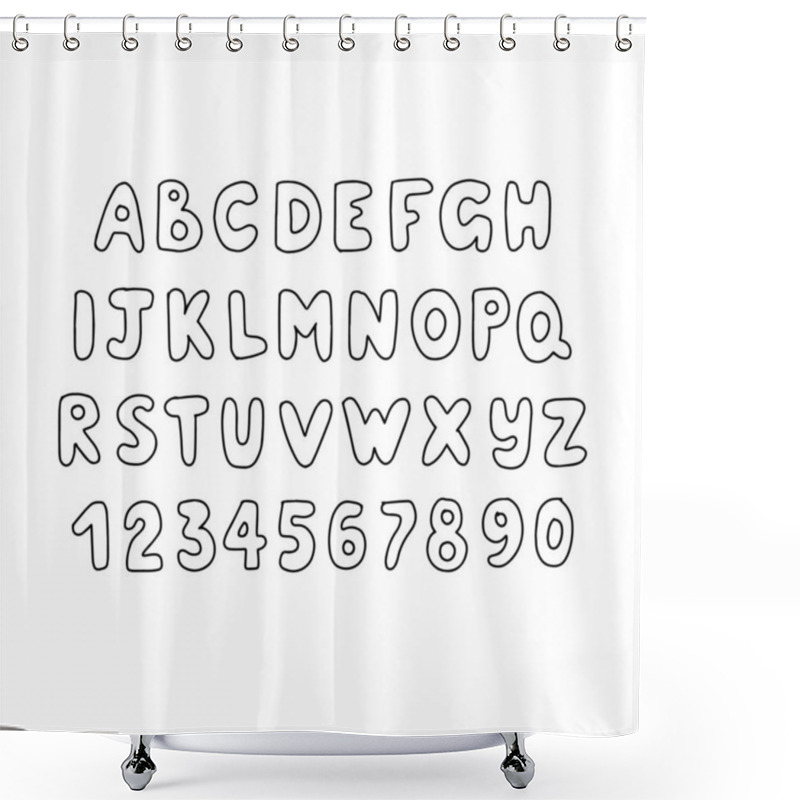 Personality  Hand Drawn Alphabet, Letters And Numbers, Vector Illustration Shower Curtains