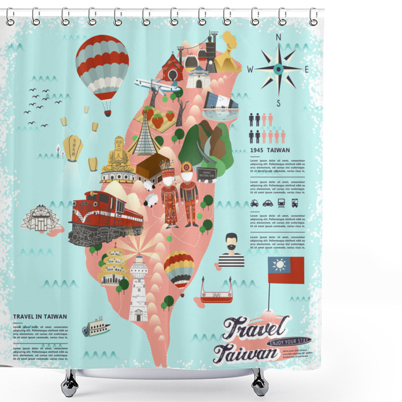 Personality  Taiwan Travel Poster Shower Curtains