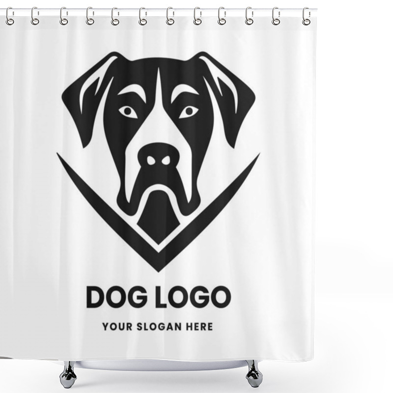 Personality  Dog Logo Vector Template Emblem Symbol. Head Icon Design Isolated On A White Background. Modern Black And White Illustration. Simple Minimalistic Silhouette Design For Logo, Tattoo, And T-shirt Print Shower Curtains