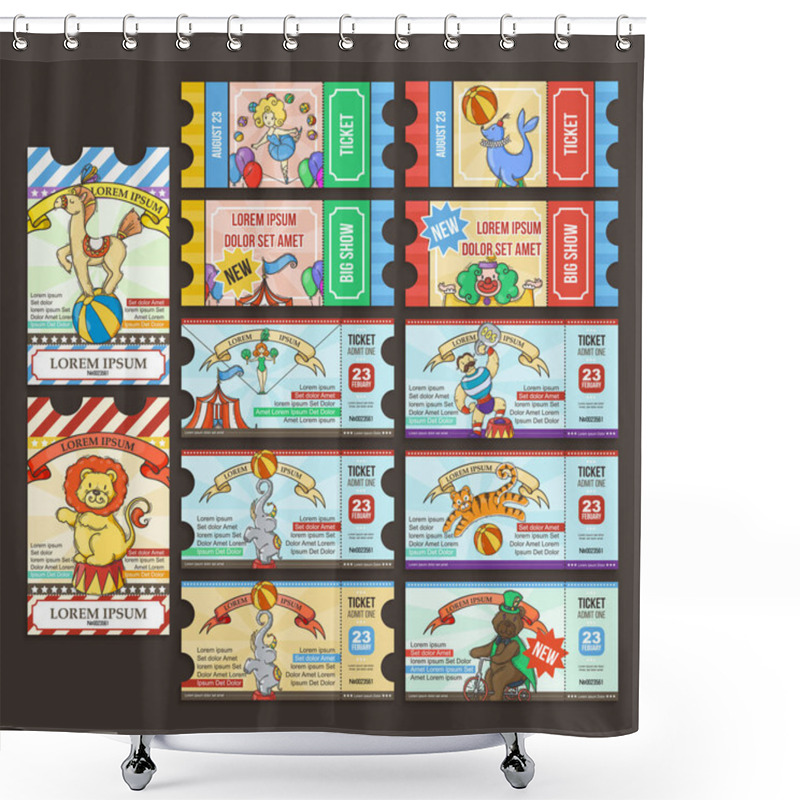 Personality  Circus Ticket Pass. Doodle Cartoon. Shower Curtains