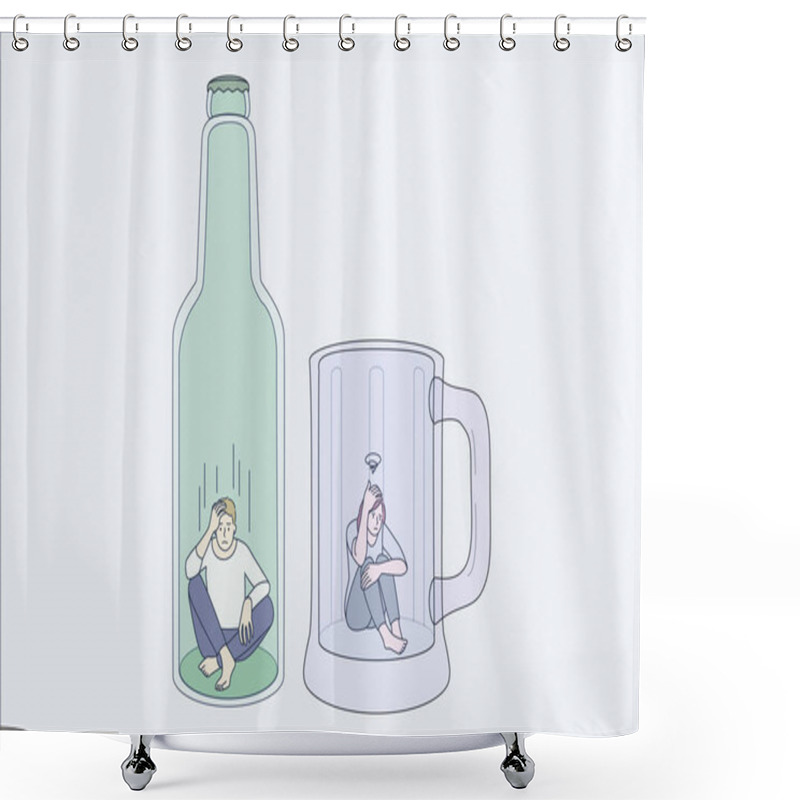 Personality  Addiction To Alcohol And Depression Concept Shower Curtains