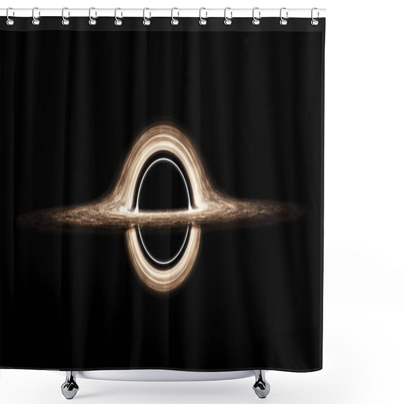 Personality  Black Hole In Space Devouring Space And Black Matter. Interstellar Space, Hot Ionized Gas Around A Black Hole. Distortion Of Space And Time. 3d Render Shower Curtains